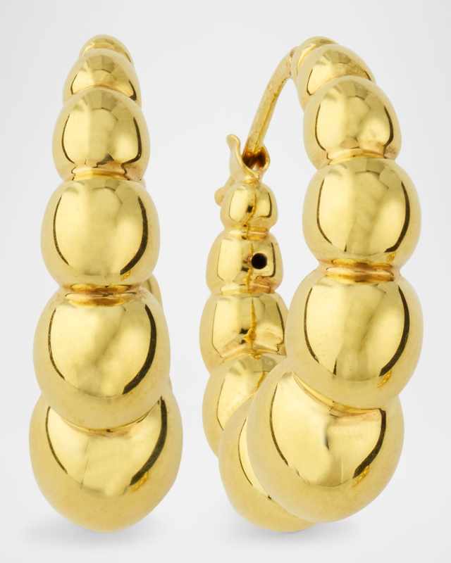 14K Yellow Gold Graduated Ball Hoop Earrings